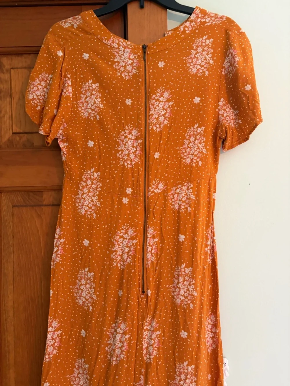 Xhilaration Orange Floral V-Neck Lace-Up Dress - Picture 5 of 5
